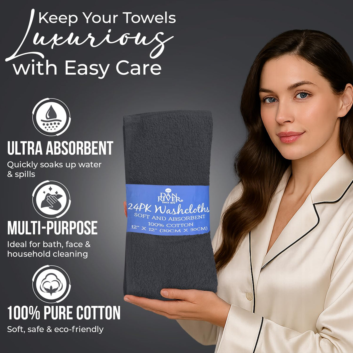 DAN RIVER charcoal color adds modern touch to bathroom decor.