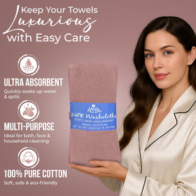 DAN RIVER wash cloths are durable and thick for daily cleansing needs in a 24-pack.