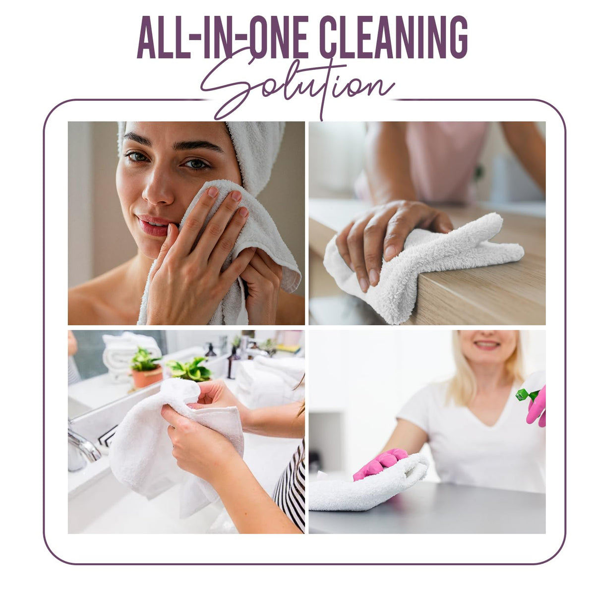 DAN RIVER wash cloths in use for face and hands in bathroom.