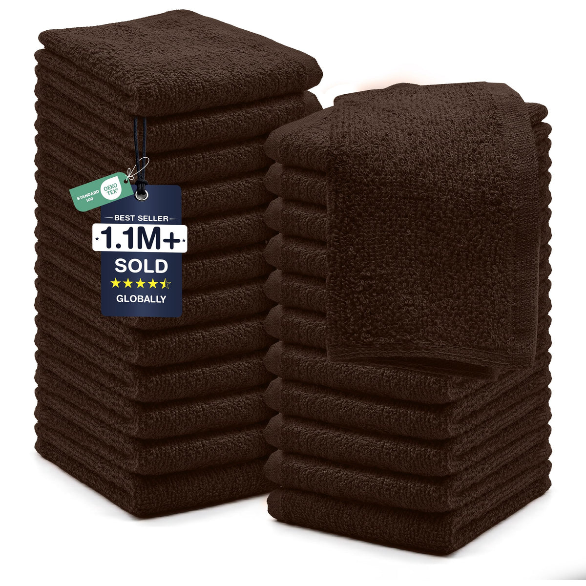 DAN RIVER washcloth 24-pack soft close-up showing plush texture for gentle cleansing