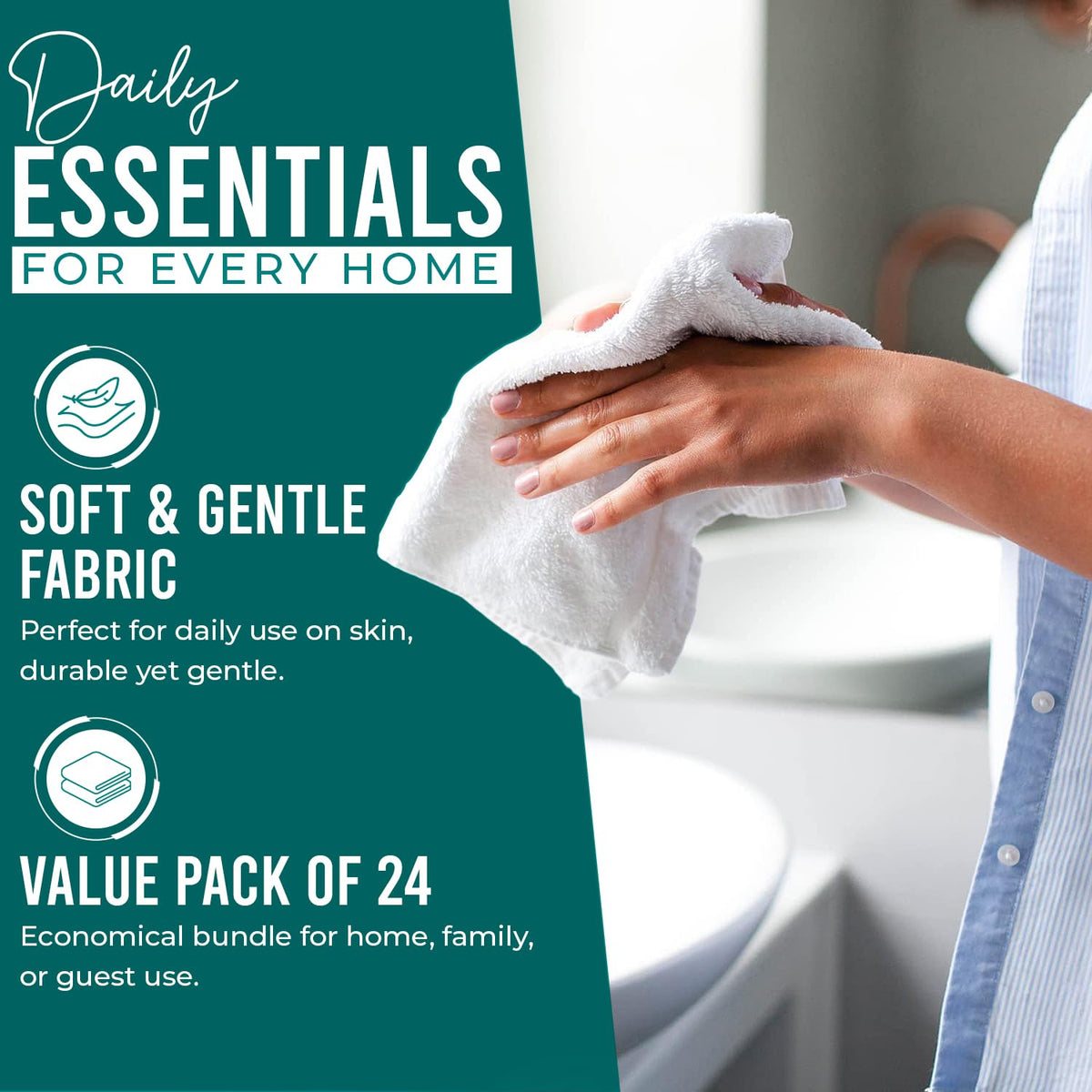DAN RIVER wash cloths — multi-use towels for face, hands, and baby care.