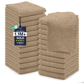 DAN RIVER 24-pack washcloths show soft cotton texture for daily showers.