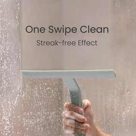 Dancemoon JustHang built-in hook demonstrates effortless hanging over shower doors or racks.
