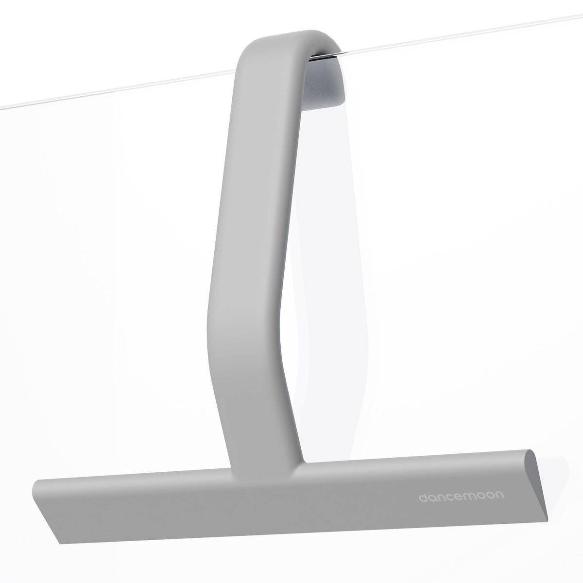 dancemoon JustHang squeegee on glass door with built-in hook for easy access and storage