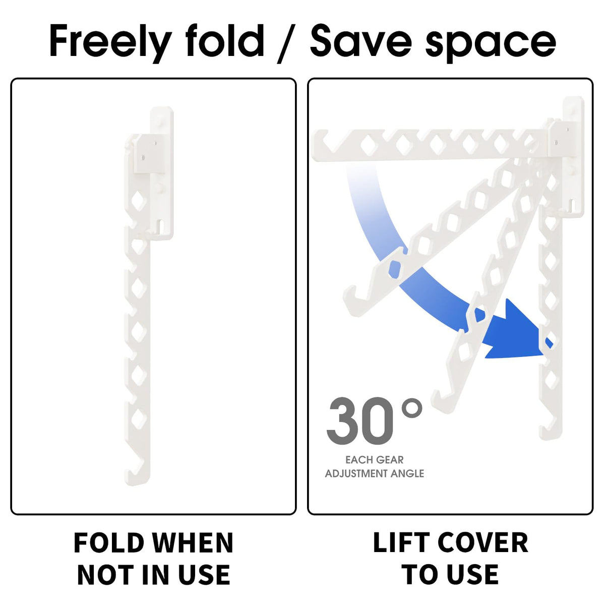 Dancrul drying rack rotated to sit close to the closet when not in use.