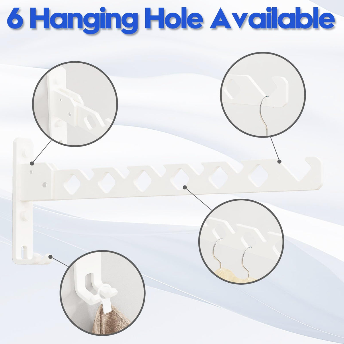 Dancrul white wall-mounted rack provides practical hanging space.