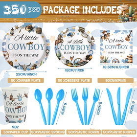 Dandat cowboy baby shower 7-inch plates suitable for snacks and desserts.