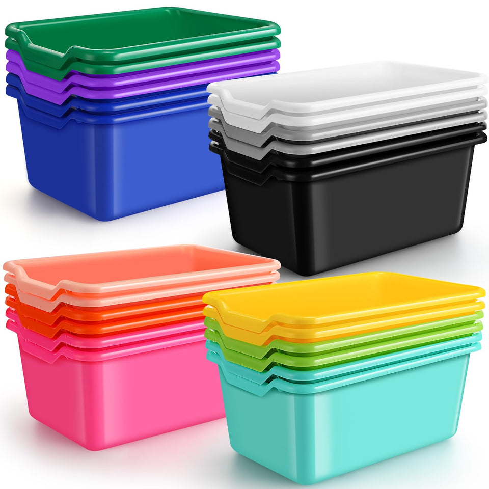 Dandat colorful cubby bins for classroom organization and toy sorting.
