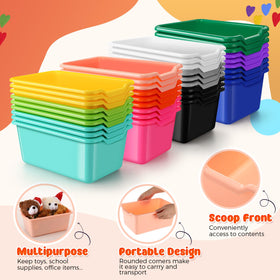 Dandat cubby bins feature rounded corners and handles for kid-friendly use.