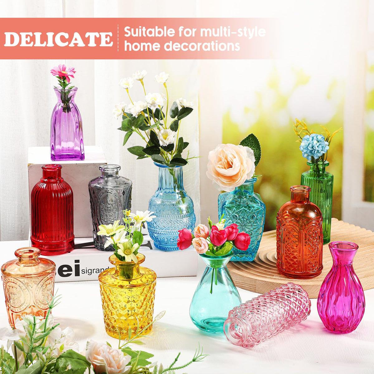 Dandat ribbed vase adds texture to a centerpiece.
