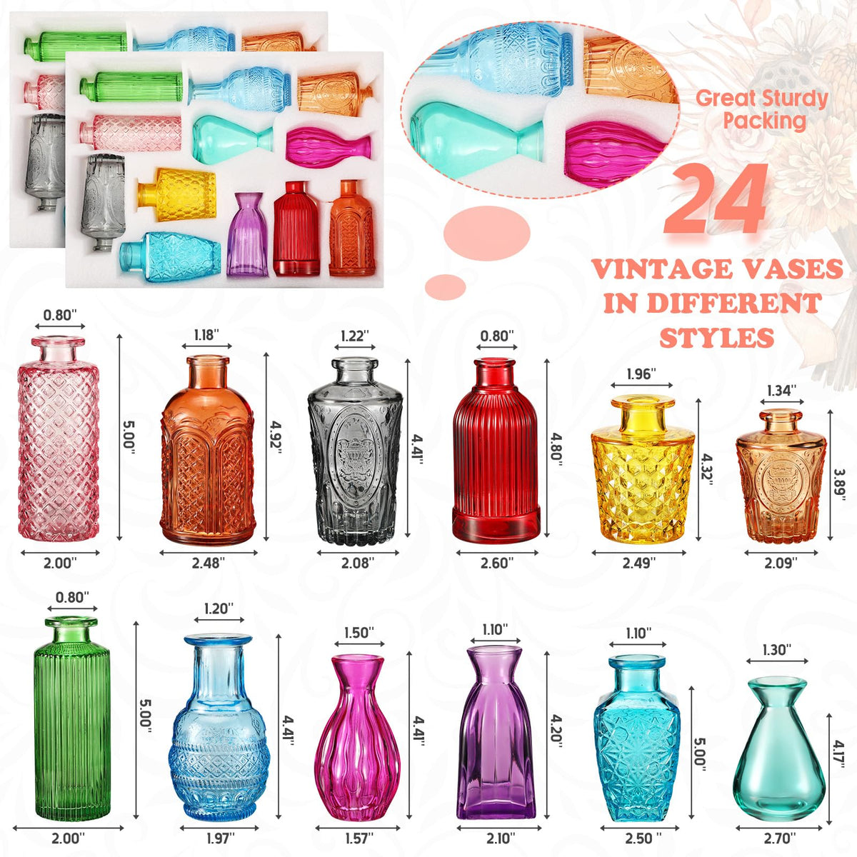 Dandat vintage glass bottle in rustic finish for wedding tables.