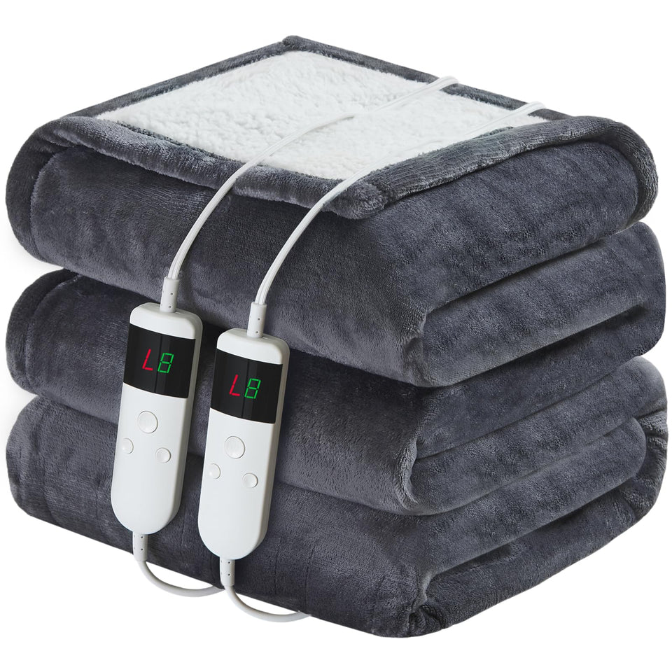 DANENOSA electric blanket queen shows soft-flannel surface for cozy warmth.