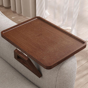 Danfoxer bamboo couch arm tray with adjustable clip fits many sofa arms securely.