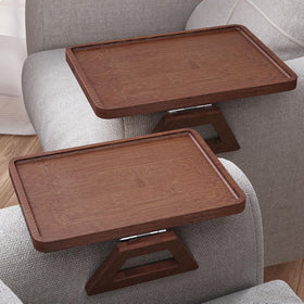 Danfoxer bamboo folding couch arm tray clips securely onto sofa arms.