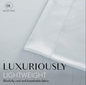 Danjor Linens ice blue fitted sheet with deep pockets for secure fit.