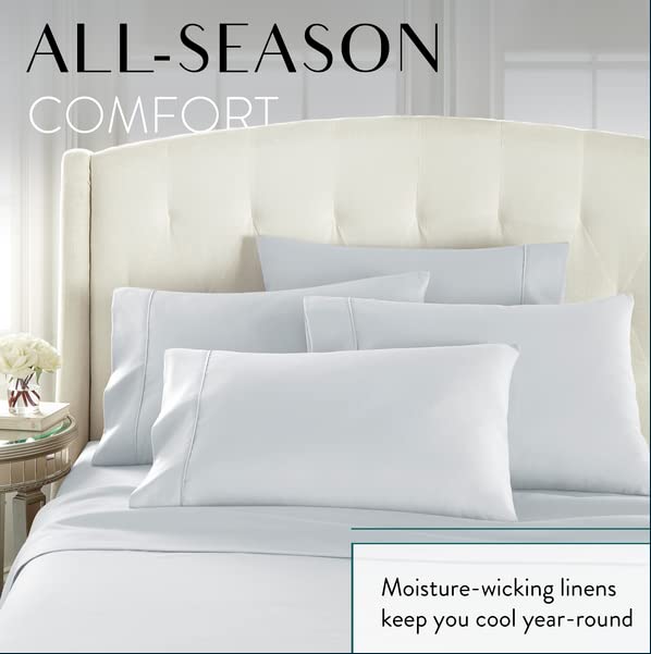 Danjor Linens four ice blue pillowcases offer softness and breathability.