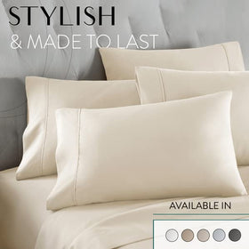 Cozy bedroom setup with Danjor Linens bedding on a Cal King bed
