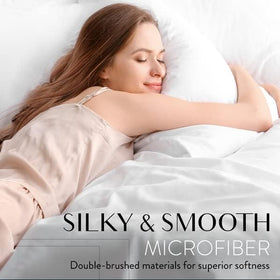 Cream hotel-premium sheets by Danjor Linens add a luxurious bedroom vibe