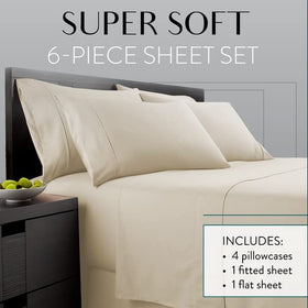 Close-fitting queen cream fitted sheet with deep pocket fit