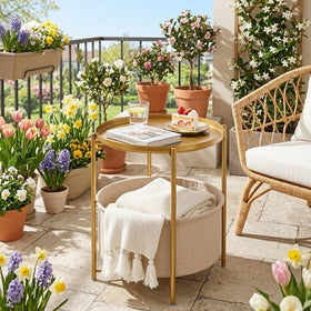 Danpinera gold side table ships with simple, quick assembly steps.