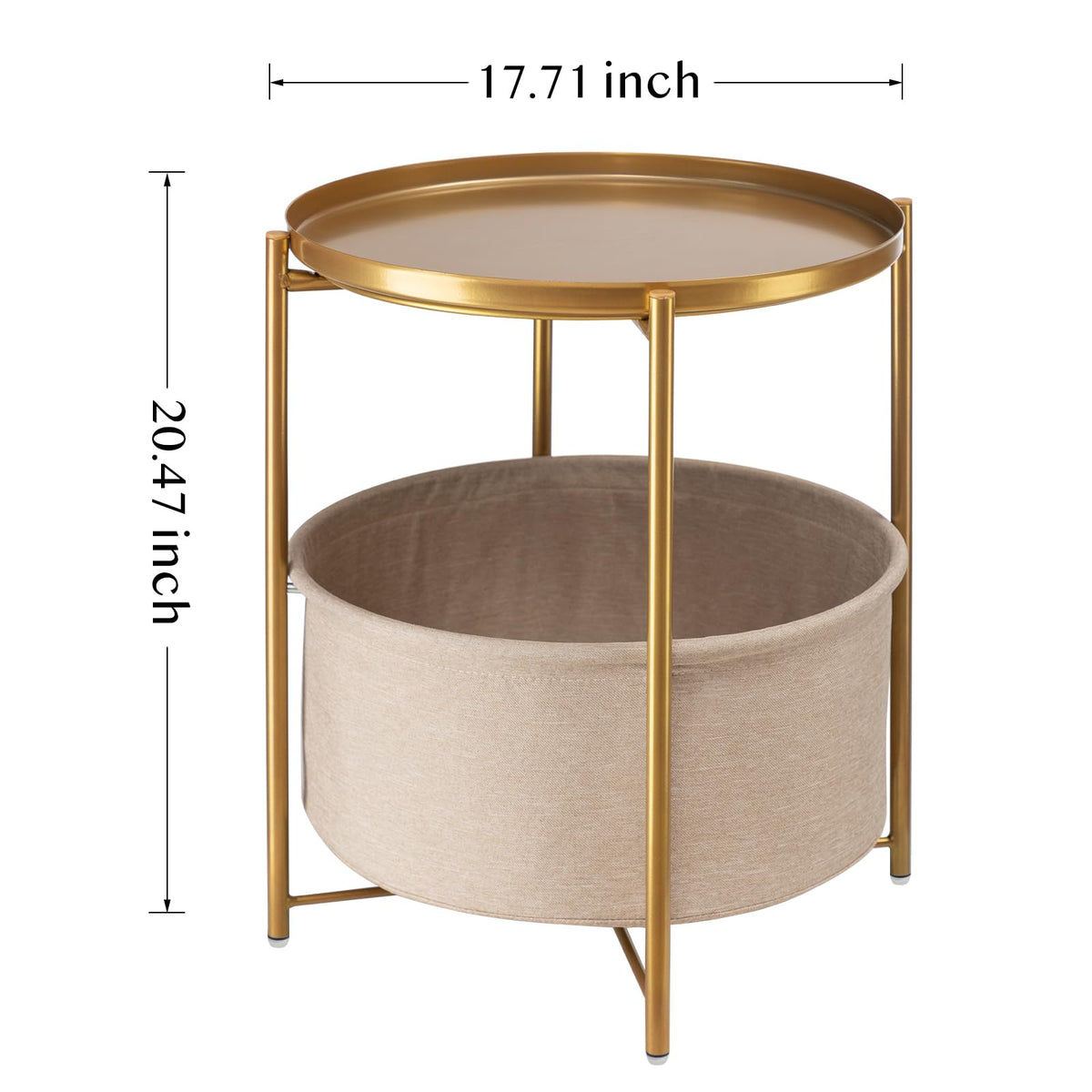 Danpinera gold side table in living room beside a sofa for convenience.