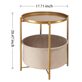 Danpinera gold side table in living room beside a sofa for convenience.