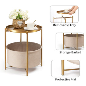 Danpinera gold side table close-up shows smooth finish and elegant styling.