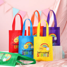 Dansydaisy green rainbow bag, reusable and easy to carry gifts.