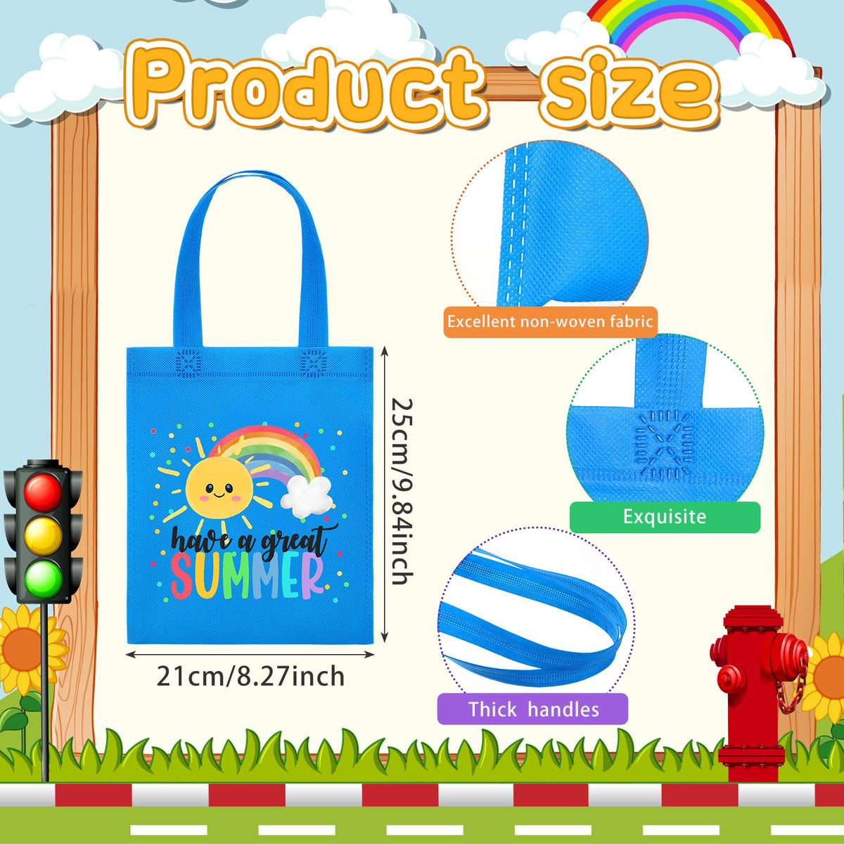 Dansydaisy orange rainbow bag with handles, great for simple gift presentation.