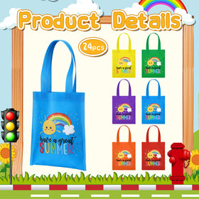 Dansydaisy yellow rainbow tote, a cheerful option for classroom giveaways.