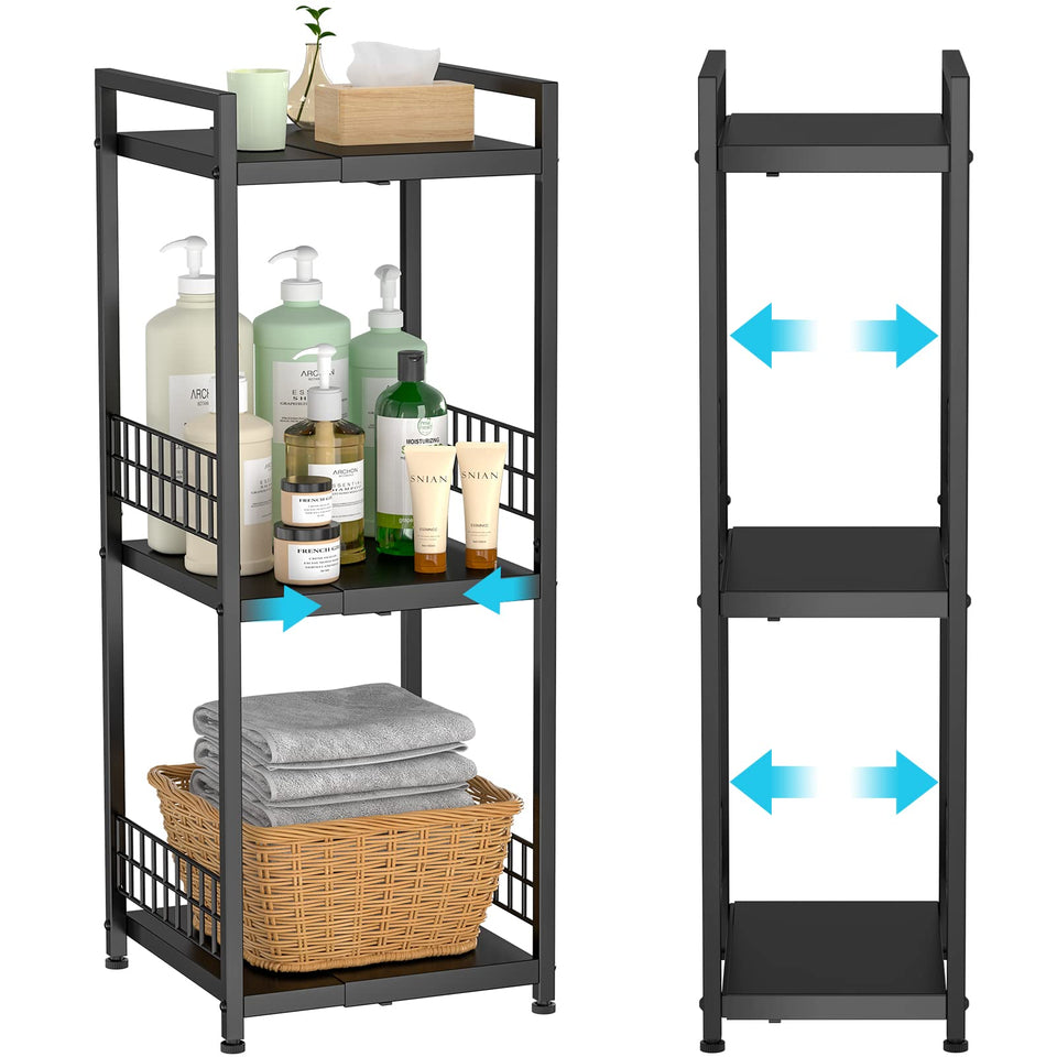 DAOUTIME 3-tier shelving unit extended for flexible storage in small spaces