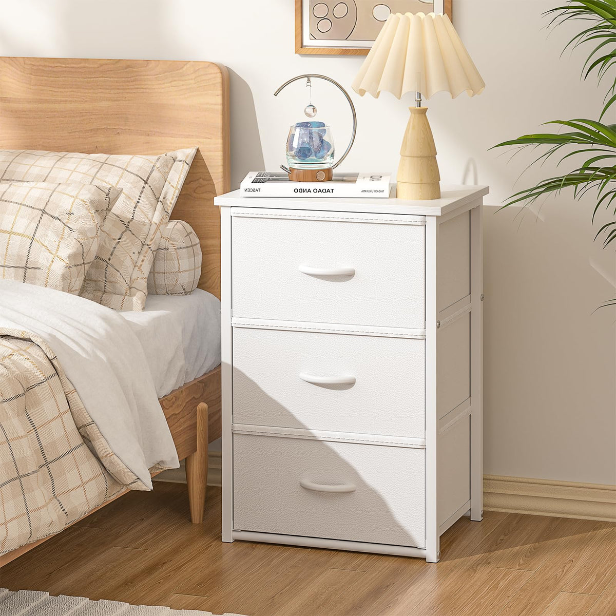 DAOUTIME bedside table option with organized storage beside bed