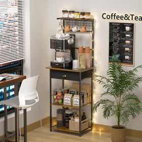 DAOUTIME coffee station blends wood and metal for lasting durability.