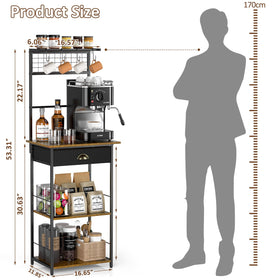 DAOUTIME coffee bar features a microwave-ready bottom shelf for compact kitchens.