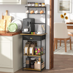 DAOUTIME 5-tier rack supports a microwave on its largest flat layer.