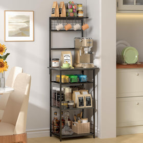 DAOUTIME coffee bar with hooks and cups for easy mug storage.