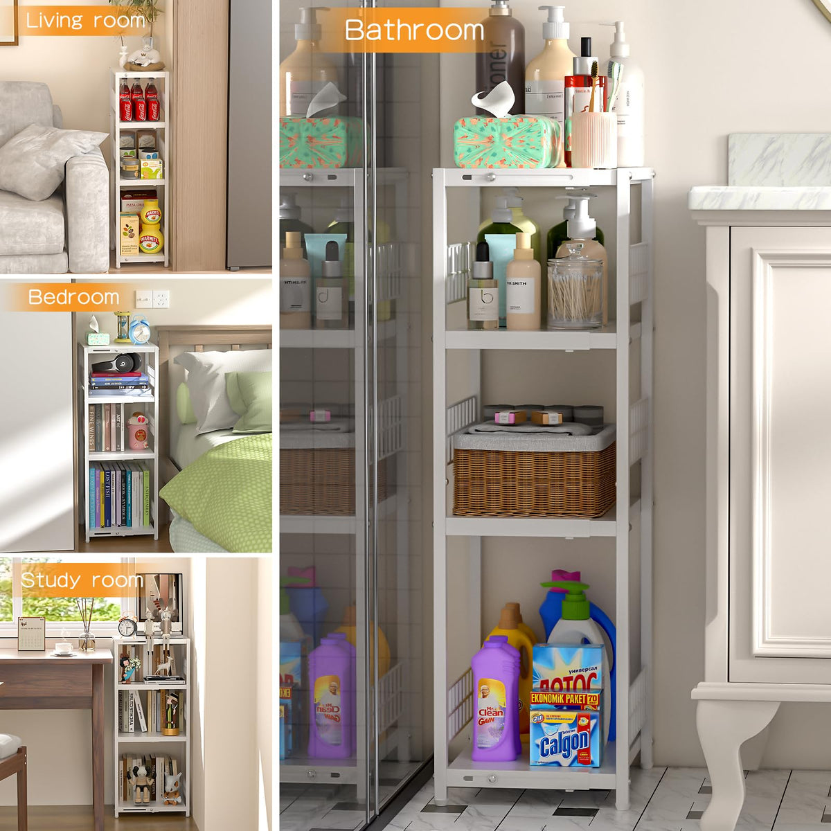 DAOUTIME compact storage solution for laundry and kitchen spaces.