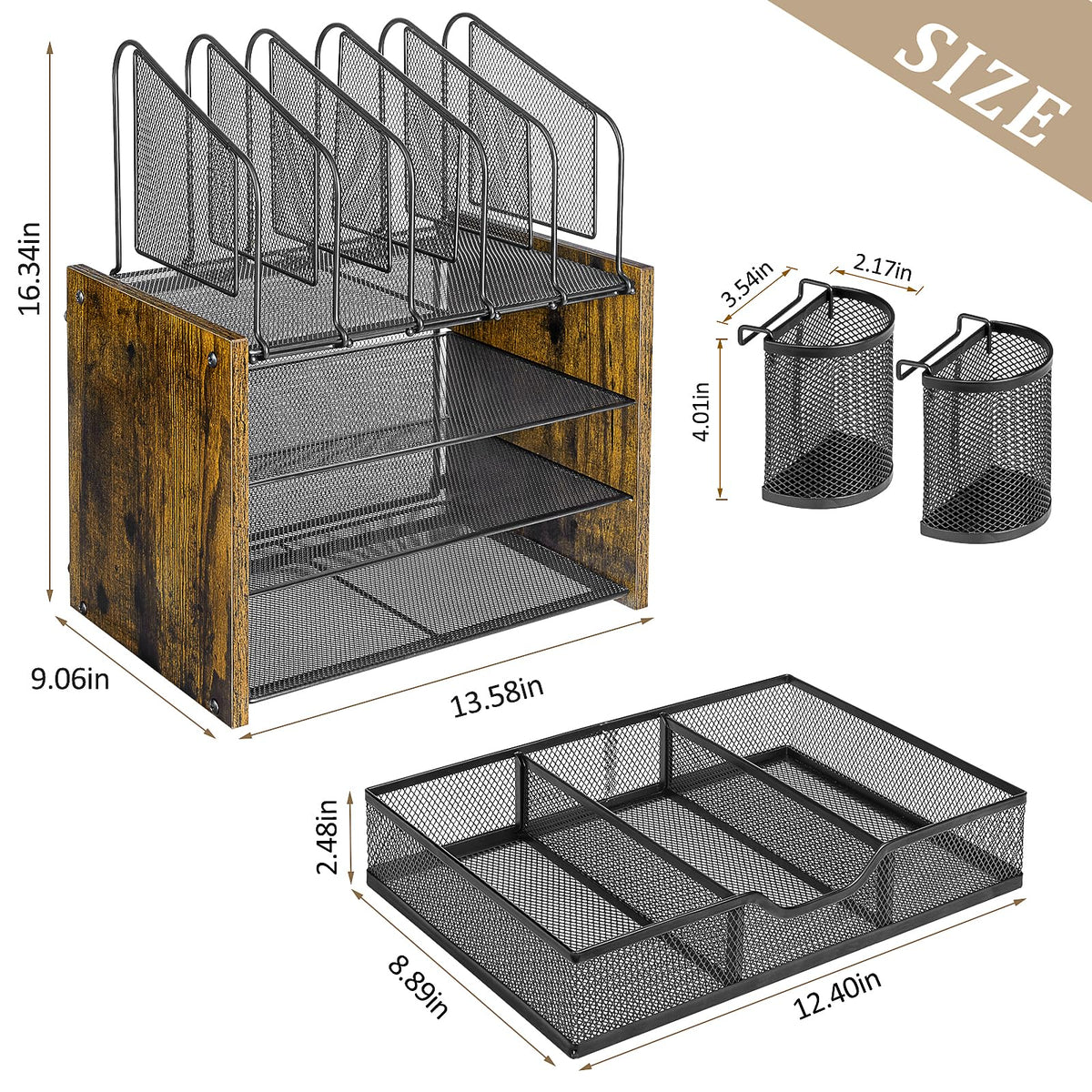 DAOUTIME durable mesh and wood design adds workspace style