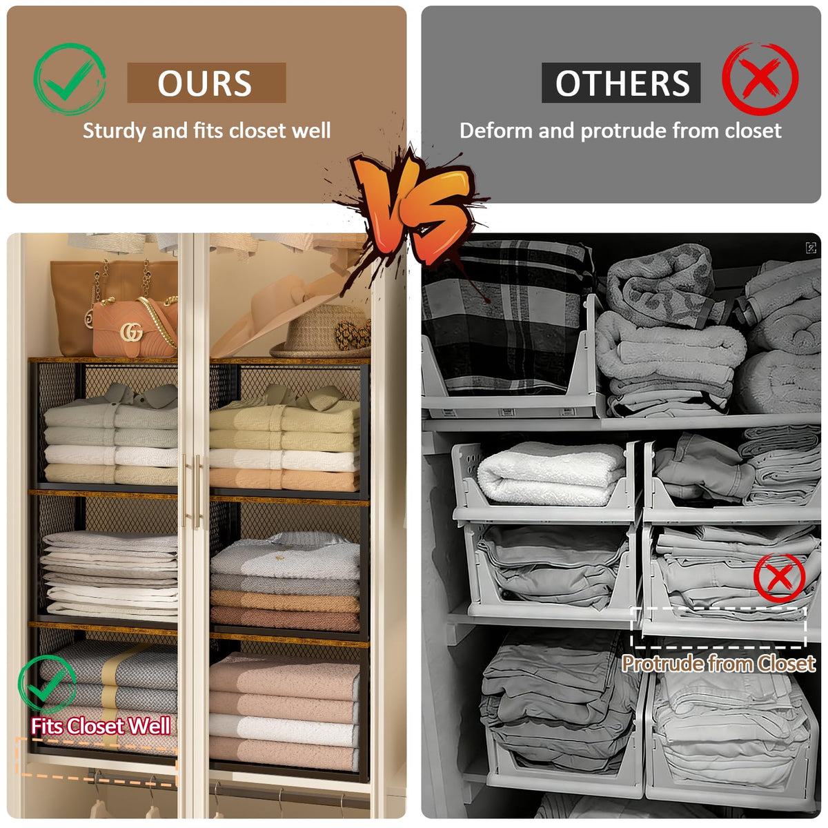 DAOUTIME easy-install design comes with hardware for quick wardrobe setup.