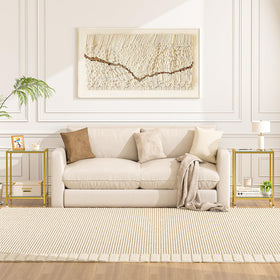 DAOUTIME end table with two open shelves keeps books and essentials within reach.