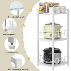 DAOUTIME expandable slim storage shelf provides three-tier organization