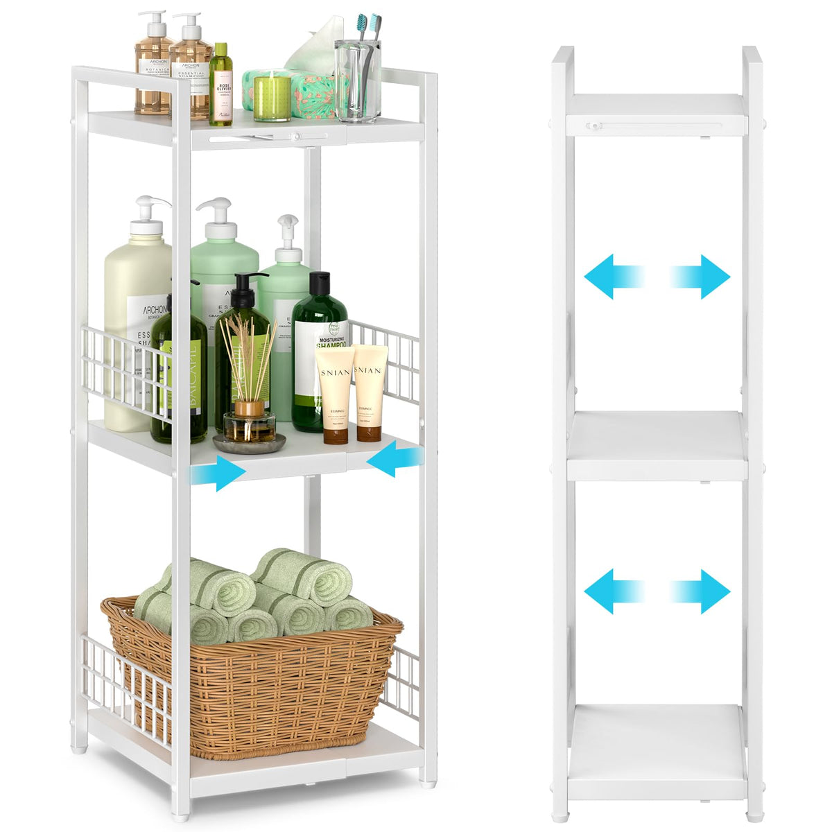DAOUTIME expandable slim storage shelf demonstrates extendable design for compact spaces