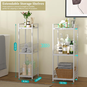 DAOUTIME expandable slim storage shelf features sturdy metal frame for lasting use