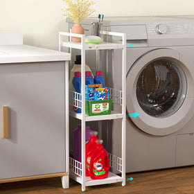 DAOUTIME expandable slim storage shelf shows adjustable width for varied gaps