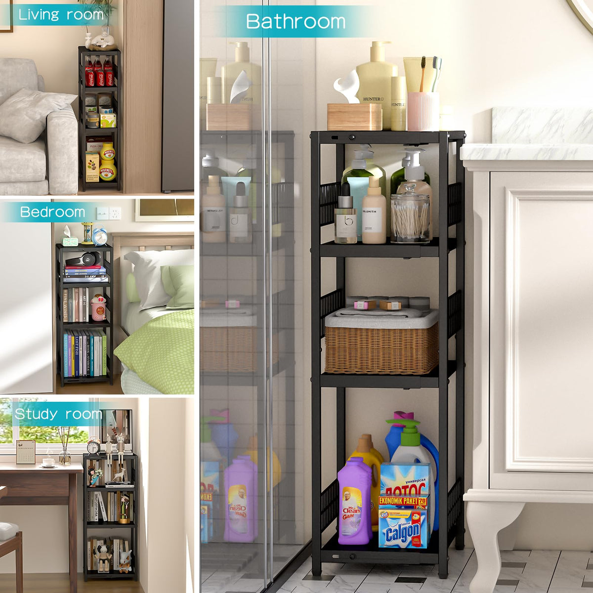 DAOUTIME fence-design shelf prevents items from falling in busy spaces.