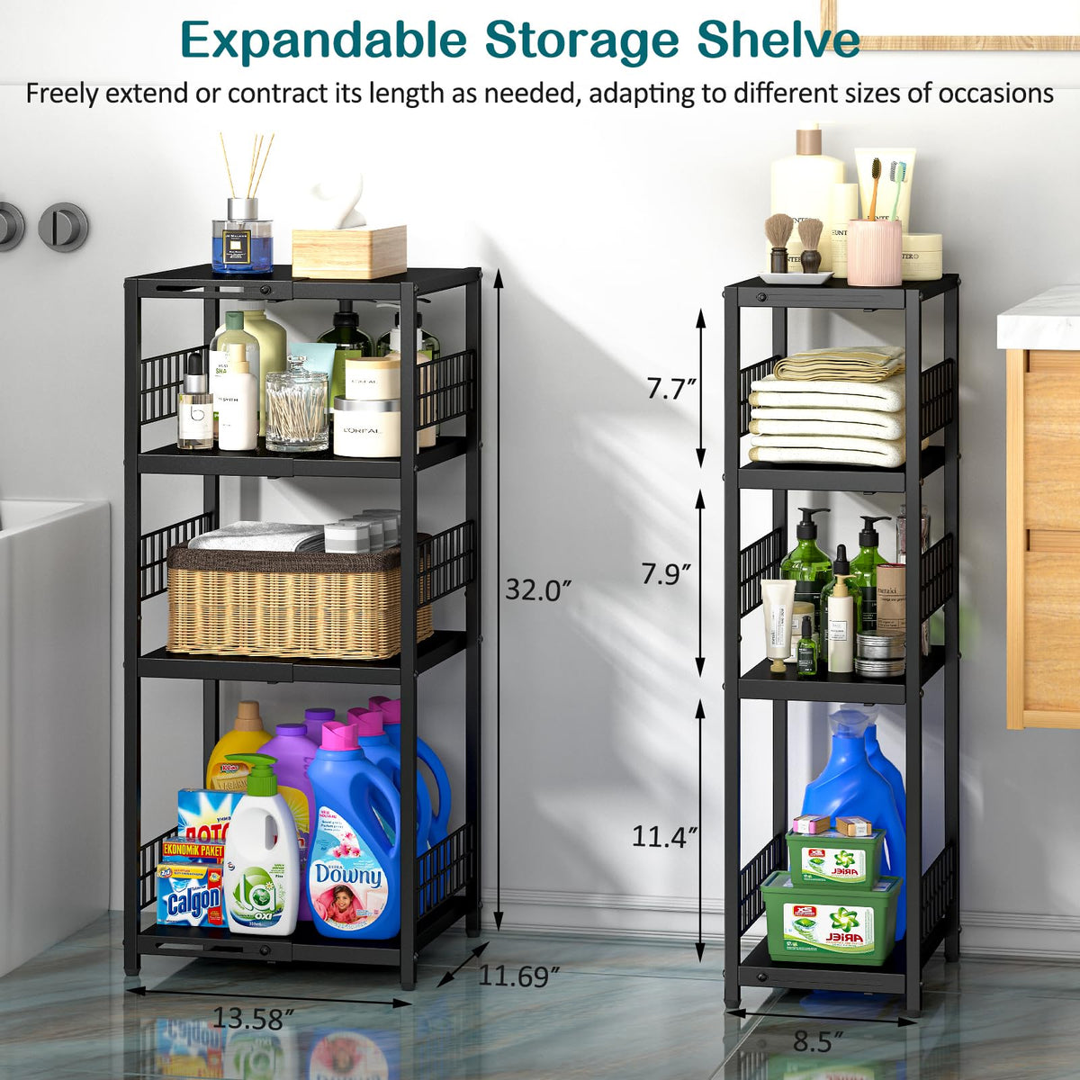 DAOUTIME laundry room shelf with open shelves to keep essentials reachable.
