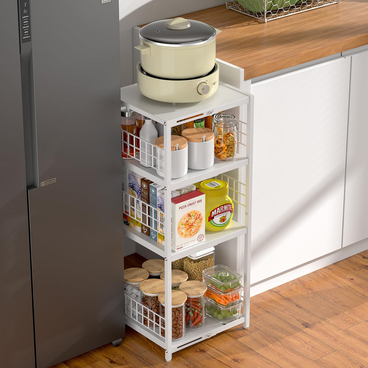 DAOUTIME metal shelving unit with simple assembly setup.