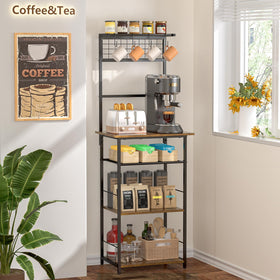DAOUTIME multi-functional corner rack adapts as a mini coffee bar or baker rack