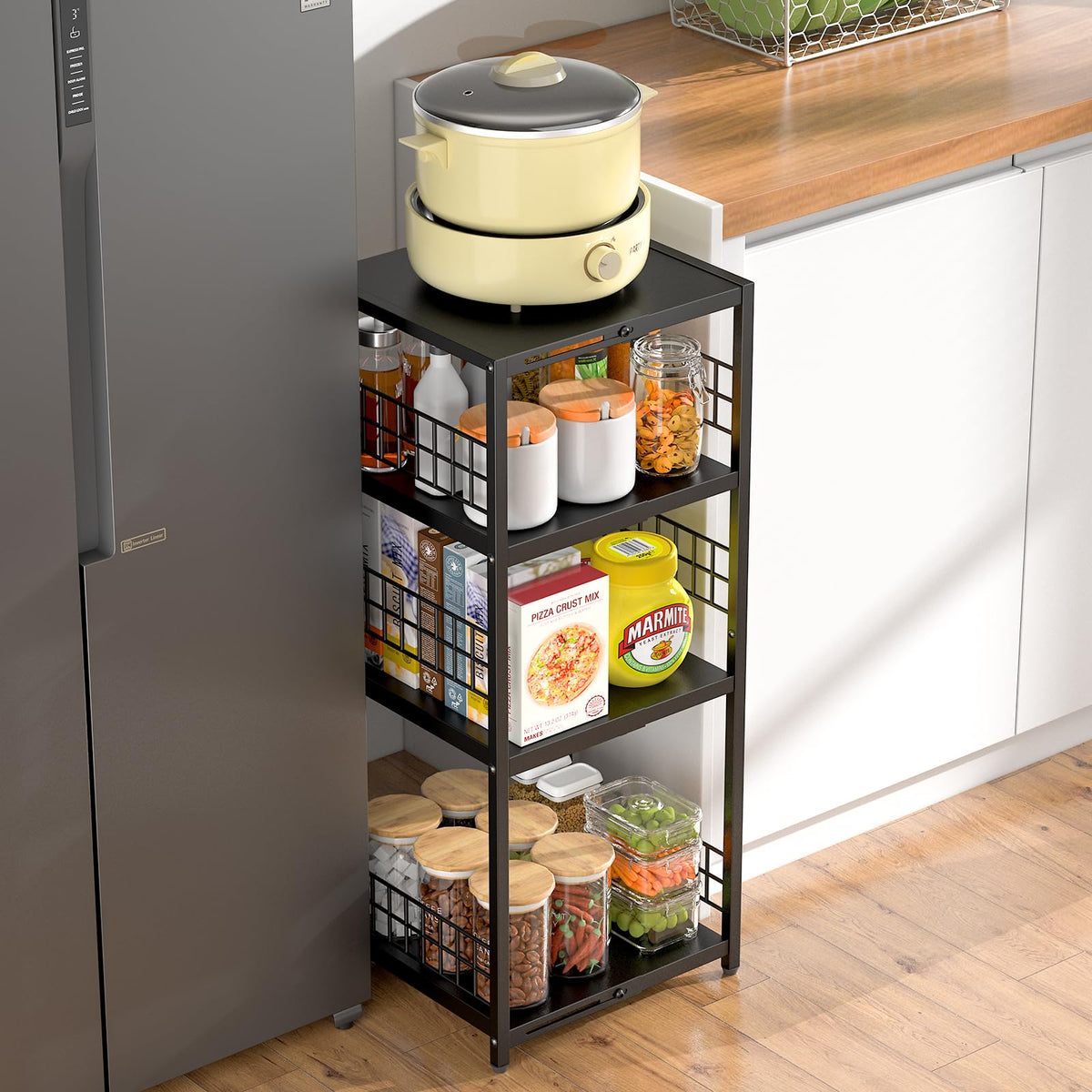 DAOUTIME narrow freestanding shelf with anti-slip feet for stable placement.