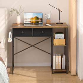 DAOUTIME small desk front view with rustic brown finish for compact spaces